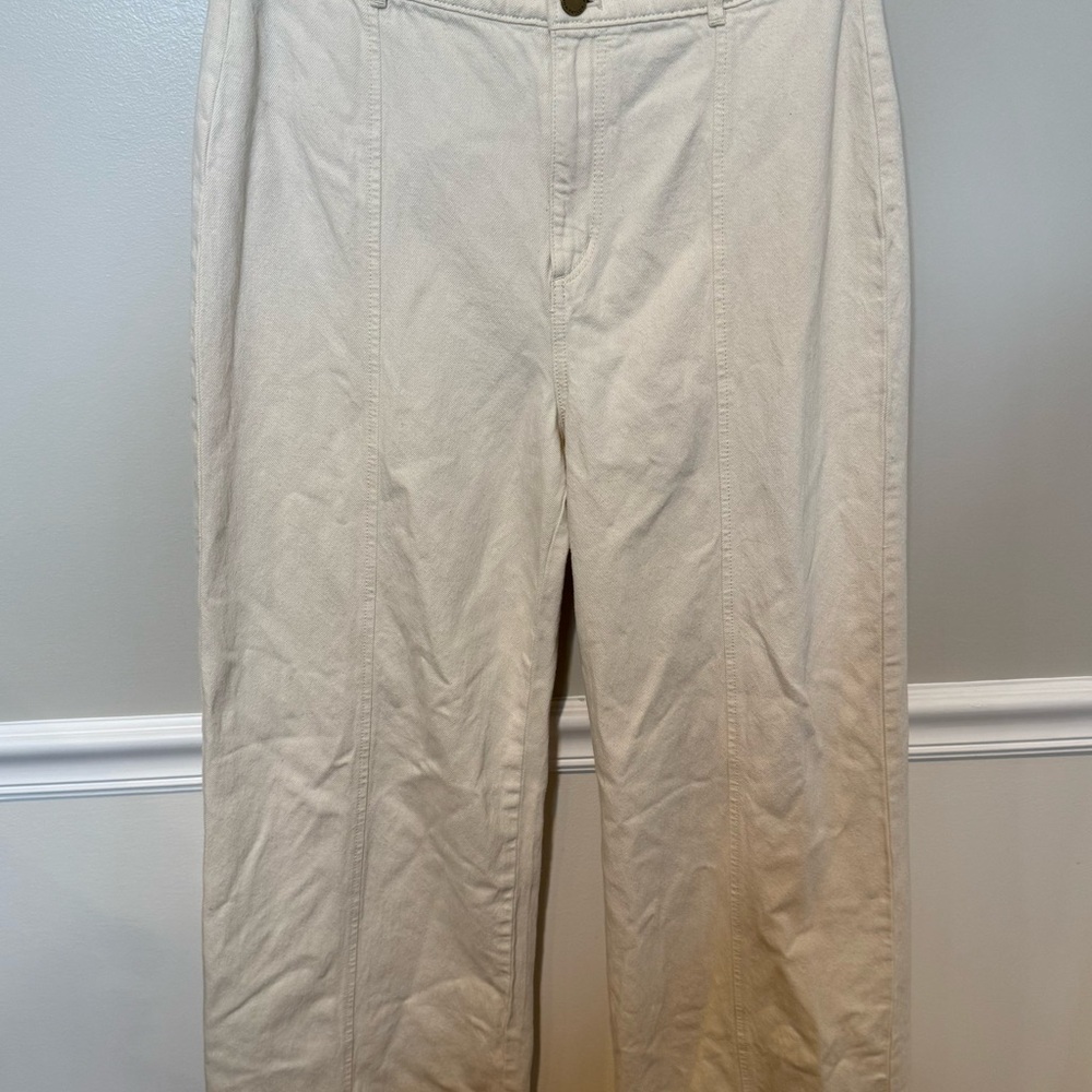 Ann Taylor Cream Wide Leg Jeans